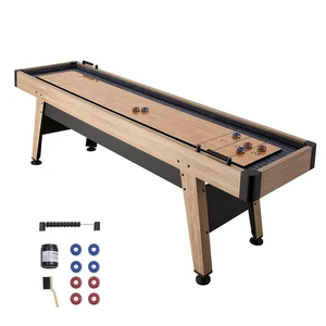 VEVOR 9 ft Shuffleboard Table, Scratch-Resistant Playfield for Smooth, Fast Puck Action, Pedestal Legs with Levelers for Optimum Stability, Shuffle Board w/ 8 Pucks, Wax, Brush, for Family Game Room VEVOR 9 ft Shuffleboard Table, Scratch-Resistant Playfield for Smooth, Fast Puck Action, Pedestal Legs with Levelers for Optimum Stability, Shuffle Board w/ 8 Pucks, Wax, Brush, for Family Game Room