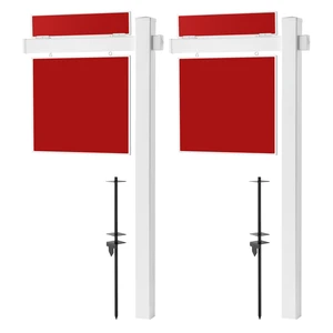 VEVOR Real Estate Sign Post, 2-Pack, 6 ft Tall, PVC Realtor Yard Sign Holder with 36 in Arm Holds up to 24 in, Easy to Install, Wind-Resistant, for Open House and Home, Yard, Road, White (No Signs) VEVOR Real Estate Sign Post, 2-Pack, 6 ft Tall, PVC Realtor Yard Sign Holder with 36 in Arm Holds up to 24 in, Easy to Install, Wind-Resistant, for Open House and Home, Yard, Road, White (No Signs)