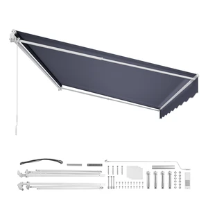 VEVOR Electric Retractable Awning, 14.1' x 9.8' Motorized Patio Awning, Sunshade Shelter with Remote Controller & Manual Crank Handle, Waterproof Polyester Fabric for Outdoor Deck, Balcony, Yard, Gray VEVOR Electric Retractable Awning, 14.1' x 9.8' Motorized Patio Awning, Sunshade Shelter with Remote Controller & Manual Crank Handle, Waterproof Polyester Fabric for Outdoor Deck, Balcony, Yard, Gray