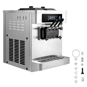 VEVOR Commercial Ice Cream Machine, 20-28L/H Yield, 2200W 3-Flavor Countertop Soft Serve Ice Cream Maker with 2 x 6L Hoppers & Built-In Puffing Pump, Pre-Cooling Low-Mix Alert for Snack Dessert Shops VEVOR Commercial Ice Cream Machine, 20-28L/H Yield, 2200W 3-Flavor Countertop Soft Serve Ice Cream Maker with 2 x 6L Hoppers & Built-In Puffing Pump, Pre-Cooling Low-Mix Alert for Snack Dessert Shops