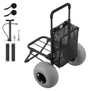 VEVOR Beach Dolly with Big Wheels for Sand, 18" x 15" Cargo Deck, Folding Sand Cart with 12" Balloon Wheels, 165 lbs Loading Capacity & 34" to 45" Adjustable Height, Heavy Duty Cart for Beach Camping VEVOR Beach Dolly with Big Wheels for Sand, 18" x 15" Cargo Deck, Folding Sand Cart with 12" Balloon Wheels, 165 lbs Loading Capacity & 34" to 45" Adjustable Height, Heavy Duty Cart for Beach Camping