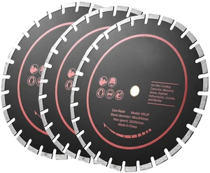 VEVOR Diamond Blades 14 inch, 3-Pack Concrete Saw Blade Set, 1 in Arbor, High-Hardness Diamond Segments, 65Mn Steel Core, Dry Wet Cutting, Clean Edges for Concrete, Masonry, Brick, Stone, Granite VEVOR Diamond Blades 14 inch, 3-Pack Concrete Saw Blade Set, 1 in Arbor, High-Hardness Diamond Segments, 65Mn Steel Core, Dry Wet Cutting, Clean Edges for Concrete, Masonry, Brick, Stone, Granite