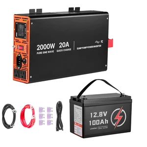 VEVOR Sump Pump Battery Bundle, 2000W, Backup System with 100 Ah LiFePO4 Battery, Auto Switches to Inverter for Sump Pump, Pure Sine Wave, LCD Display, for Basement Protection Emergency Power Outage VEVOR Sump Pump Battery Bundle, 2000W, Backup System with 100 Ah LiFePO4 Battery, Auto Switches to Inverter for Sump Pump, Pure Sine Wave, LCD Display, for Basement Protection Emergency Power Outage