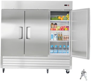 Commercial Reach-In Refrigerator 85" W, 69 Cu.Ft Stainless Steel Upright Refrigerator with Three Doors, Auto-Defrost, 12 Adjustable Shelves, 32 to 50 Temp Control, ETL Certified Commercial Reach-In Refrigerator 85" W, 69 Cu.Ft Stainless Steel Upright Refrigerator with Three Doors, Auto-Defrost, 12 Adjustable Shelves, 32 to 50 Temp Control, ETL Certified