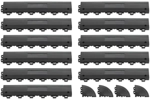 VEVOR Transition Edge Kit, 11-Piece, Durable PP Interlocking Modular Garage Floor Edging, Easy Installation, Edge Protection for Wet Area Restaurant, Only Compatible with VEVOR Drainage Mats, Black VEVOR Transition Edge Kit, 11-Piece, Durable PP Interlocking Modular Garage Floor Edging, Easy Installation, Edge Protection for Wet Area Restaurant, Only Compatible with VEVOR Drainage Mats, Black