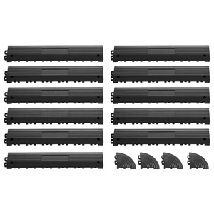 VEVOR Transition Edge Kit, 11-Piece, Durable Straight Garage Floor Edging, PP Material, Easy Installation, Edge Protection for Wet Area Restaurant Pool, Only Compatible with VEVOR Drainage Mats, Black VEVOR Transition Edge Kit, 11-Piece, Durable Straight Garage Floor Edging, PP Material, Easy Installation, Edge Protection for Wet Area Restaurant Pool, Only Compatible with VEVOR Drainage Mats, Black