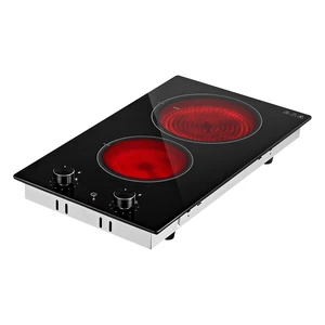 VEVOR Electric Cooktop 12in 2 Burners Portable Stove Top 1800W 120V Plug In, Ceramic Countertop/Built-in Radiant Electric Stove , with 11 Power Levels, Over-Heat Guard, Knob Control VEVOR Electric Cooktop 12in 2 Burners Portable Stove Top 1800W 120V Plug In, Ceramic Countertop/Built-in Radiant Electric Stove , with 11 Power Levels, Over-Heat Guard, Knob Control
