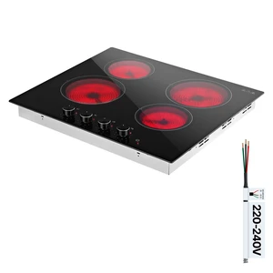 VEVOR Electric Cooktop 24inch 4 Burners Stove Top 6000W 220V No Plug, Ceramic Built-in Radiant Electric Stove , with 11 Power Levels, Over-Heat Guard, Knob Control, for Diverse Cooking Requirements VEVOR Electric Cooktop 24inch 4 Burners Stove Top 6000W 220V No Plug, Ceramic Built-in Radiant Electric Stove , with 11 Power Levels, Over-Heat Guard, Knob Control, for Diverse Cooking Requirements