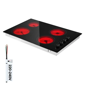 VEVOR Electric Cooktop 30inch 4 Burners Stove Top 7200W 220V No Plug, Ceramic Built-in Radiant Electric Stove , with 11 Power Levels, Over-Heat Guard, Knob/Touch Control VEVOR Electric Cooktop 30inch 4 Burners Stove Top 7200W 220V No Plug, Ceramic Built-in Radiant Electric Stove , with 11 Power Levels, Over-Heat Guard, Knob/Touch Control