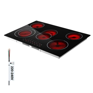 VEVOR Electric Cooktop 30inch 5 Burners Stove Top 8900W 220V No Plug, Ceramic Built-in Radiant Electric Stove , with 9 Power Levels, Timer, Child Lock, Over-Heat Guard, Touch Control VEVOR Electric Cooktop 30inch 5 Burners Stove Top 8900W 220V No Plug, Ceramic Built-in Radiant Electric Stove , with 9 Power Levels, Timer, Child Lock, Over-Heat Guard, Touch Control