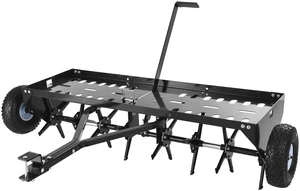 VEVOR Tow Behind Plug Aerator, 40 in Lawn Core Aerator Tool Universal Hitch, 150lbs Weight Capacity, Heavy Duty Pull Behind Spike Aerators with Tray & 10.6 in Wheels, for Farmland & Garden Tractors VEVOR Tow Behind Plug Aerator, 40 in Lawn Core Aerator Tool Universal Hitch, 150lbs Weight Capacity, Heavy Duty Pull Behind Spike Aerators with Tray & 10.6 in Wheels, for Farmland & Garden Tractors