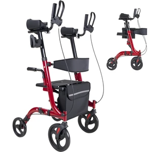 VEVOR Rollator Walker with Seat for Seniors, Foldable Rolling Walker, Lightweight Aluminum Mobility Walking Aid with PVC Solid Wheels, Adjustable Handle, Storage Bag, Cup/Cane Holder - Supports 300LBS VEVOR Rollator Walker with Seat for Seniors, Foldable Rolling Walker, Lightweight Aluminum Mobility Walking Aid with PVC Solid Wheels, Adjustable Handle, Storage Bag, Cup/Cane Holder - Supports 300LBS