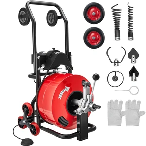 VEVOR Drain Cleaner Machine 100 FT x 3/4 Inch, Auto Feed Sewer Snake Auger, Portable Drain Cleaning Machine with Multi-Wheel Combination, 6 Cutters & Air-Activated Foot Switch for 4" to 8" Pipes VEVOR Drain Cleaner Machine 100 FT x 3/4 Inch, Auto Feed Sewer Snake Auger, Portable Drain Cleaning Machine with Multi-Wheel Combination, 6 Cutters & Air-Activated Foot Switch for 4" to 8" Pipes
