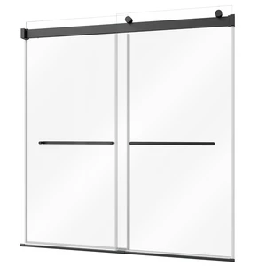 VEVOR Bathtub Shower Door 60"W x 60"H Frameless Bypass Sliding Doors Black, 5/16" Clear Tempered Glass, Double Sliding Tub Shower Doors with 2 Stainless Steel Handles, Nano Coating, for Bathroom Tubs VEVOR Bathtub Shower Door 60"W x 60"H Frameless Bypass Sliding Doors Black, 5/16" Clear Tempered Glass, Double Sliding Tub Shower Doors with 2 Stainless Steel Handles, Nano Coating, for Bathroom Tubs