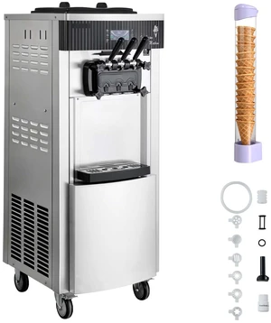 VEVOR Commercial Ice Cream Machine, 20-28L/H Yield, 2200W 3-Flavor Freestanding Soft Serve Ice Cream Maker with 2 x 6L Hoppers & Hopper Agitation, Pre-Cooling Self-Cleaning for Snack Dessert Shops VEVOR Commercial Ice Cream Machine, 20-28L/H Yield, 2200W 3-Flavor Freestanding Soft Serve Ice Cream Maker with 2 x 6L Hoppers & Hopper Agitation, Pre-Cooling Self-Cleaning for Snack Dessert Shops