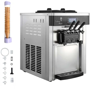 VEVOR Commercial Ice Cream Machine, 20-28L/H Yield, 2200W 3-Flavor Countertop Soft Serve Ice Cream Maker with 2 x 6L Hoppers & Hopper Agitation, Pre-Cooling Self-Cleaning for Snack Dessert Shops VEVOR Commercial Ice Cream Machine, 20-28L/H Yield, 2200W 3-Flavor Countertop Soft Serve Ice Cream Maker with 2 x 6L Hoppers & Hopper Agitation, Pre-Cooling Self-Cleaning for Snack Dessert Shops