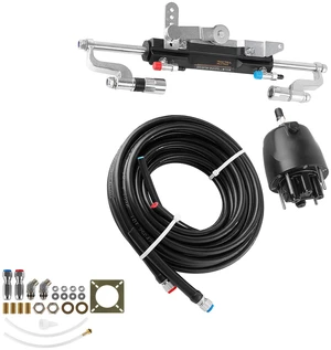 VEVOR Hydraulic Steering Kit 300HP Hydraulic Outboard Steering System 26 ft, Marine Boat Steering System, 2.5 MPa Helm Pump, Two-Way Lock Cylinder, 26 Feet High-Strength Hoses, for Single-Engine Use VEVOR Hydraulic Steering Kit 300HP Hydraulic Outboard Steering System 26 ft, Marine Boat Steering System, 2.5 MPa Helm Pump, Two-Way Lock Cylinder, 26 Feet High-Strength Hoses, for Single-Engine Use
