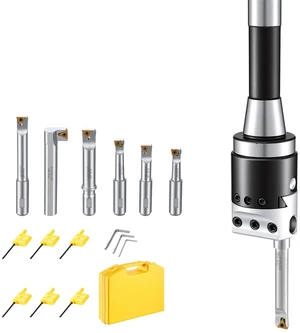VEVOR R8 Boring Head 2-Inch Indexable 8 Piece Boring Bar Set with R8 Shank, for Milling Machine Drill Press, 7/16" to 4-1/2", Precision Bore Diameter Adjustment, Hardened & Ground, Labeled Storage Box VEVOR R8 Boring Head 2-Inch Indexable 8 Piece Boring Bar Set with R8 Shank, for Milling Machine Drill Press, 7/16" to 4-1/2", Precision Bore Diameter Adjustment, Hardened & Ground, Labeled Storage Box