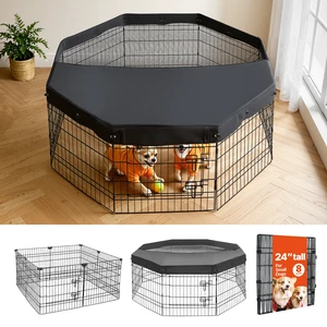 VEVOR Dog Playpen 24 Inch 8 Panels Foldable Exercise Pen with Top Cover, Indoor Metal Pet Fence with Door, Heavy Duty Puppy Crate Kennel, Pet Playpen for Dogs, Cats, and Other Small Animals, Black VEVOR Dog Playpen 24 Inch 8 Panels Foldable Exercise Pen with Top Cover, Indoor Metal Pet Fence with Door, Heavy Duty Puppy Crate Kennel, Pet Playpen for Dogs, Cats, and Other Small Animals, Black