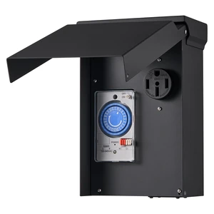 VEVOR 50 Amp RV Power Outlet Box with Timer NEMA 14-50R Receptacle 250V, for RV EV Camper Trailer Electric Car, Easy Installation, Lockable Enclosed Outdoor Electrical Panel, NEMA 3R Weatherproof VEVOR 50 Amp RV Power Outlet Box with Timer NEMA 14-50R Receptacle 250V, for RV EV Camper Trailer Electric Car, Easy Installation, Lockable Enclosed Outdoor Electrical Panel, NEMA 3R Weatherproof