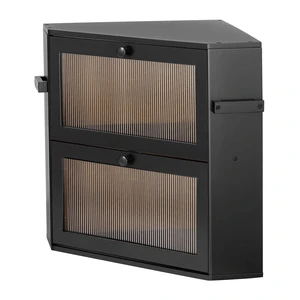 VEVOR Corner Bread Box for Kitchen Counter Bamboo Wood Container Black, for Homemade Bread, Under Cabinet, and Pantry, Double Layer Farmhouse Breadbox Bin, with Acrylic Door Panel and Air Vents VEVOR Corner Bread Box for Kitchen Counter Bamboo Wood Container Black, for Homemade Bread, Under Cabinet, and Pantry, Double Layer Farmhouse Breadbox Bin, with Acrylic Door Panel and Air Vents