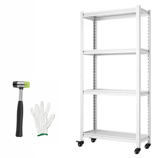 VEVOR Storage Shelves, 4-Tier Garage Shelving with Wheels 30 x 12 x 63 in, for Garage, Basement, Warehouse, Kitchen, 800 lbs Static Load, Heavy-Duty Metal Unit, Adjustable Racks, with Gloves, White VEVOR Storage Shelves, 4-Tier Garage Shelving with Wheels 30 x 12 x 63 in, for Garage, Basement, Warehouse, Kitchen, 800 lbs Static Load, Heavy-Duty Metal Unit, Adjustable Racks, with Gloves, White