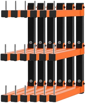VEVOR Lumber Rack, 3-Tier 6-Pack 110 lbs per Tier, Foldable Wood Storage, Wall-mounted for Garages, Workshops, Warehouse, Basement, Heavy-Duty Cantilever Arms, Locking Pins, Steel, Orange & Black VEVOR Lumber Rack, 3-Tier 6-Pack 110 lbs per Tier, Foldable Wood Storage, Wall-mounted for Garages, Workshops, Warehouse, Basement, Heavy-Duty Cantilever Arms, Locking Pins, Steel, Orange & Black