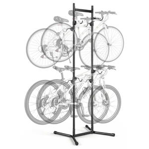 VEVOR Bike Stand for 4 Bikes, Freestanding Vertical Bike Storage Rack, with Height-Adjustable Hooks, Heavy-Duty Carbon Steel Garage Bicycle Floor Stand, Ideal for Garage, Apartment, Home, Black VEVOR Bike Stand for 4 Bikes, Freestanding Vertical Bike Storage Rack, with Height-Adjustable Hooks, Heavy-Duty Carbon Steel Garage Bicycle Floor Stand, Ideal for Garage, Apartment, Home, Black