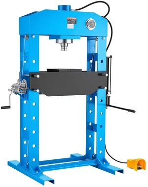 VEVOR 75-Ton Shop Press, Pneumatic/Manual Hydraulic Shop Press with Foot Pedal, Hand Wheel & Pressure Gauge, H-Frame Heavy-Duty Garage Floor Adjustable Shop Press for Bending, Straightening, Pressing VEVOR 75-Ton Shop Press, Pneumatic/Manual Hydraulic Shop Press with Foot Pedal, Hand Wheel & Pressure Gauge, H-Frame Heavy-Duty Garage Floor Adjustable Shop Press for Bending, Straightening, Pressing