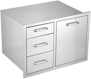 VEVOR Outdoor Kitchen Drawer Combo, 20"W x 20"H x 28"D, Dual Trash Bins, for BBQ Island Storage, Patio Bars and Grill Station, with Handle, Built-In BBQ Island Drawers Organize Cookware Accessories VEVOR Outdoor Kitchen Drawer Combo, 20"W x 20"H x 28"D, Dual Trash Bins, for BBQ Island Storage, Patio Bars and Grill Station, with Handle, Built-In BBQ Island Drawers Organize Cookware Accessories