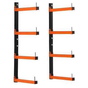 VEVOR Lumber Rack, 4-Tier 2-Pack 110 lbs per Tier, Foldable Wood Storage, Wall-mounted for Garages, Workshops, Warehouse, Heavy-Duty Cantilever Arms, 3-Level Adjustment, Steel, Orange & Black VEVOR Lumber Rack, 4-Tier 2-Pack 110 lbs per Tier, Foldable Wood Storage, Wall-mounted for Garages, Workshops, Warehouse, Heavy-Duty Cantilever Arms, 3-Level Adjustment, Steel, Orange & Black