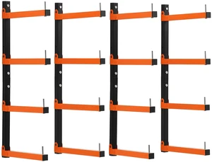 VEVOR Lumber Rack, 4-Tier 4-Pack 110 lbs per Tier, Foldable Wood Storage, Wall-mounted for Garages, Workshops, Warehouse, Heavy-Duty Cantilever Arms, 3-Level Adjustment, Steel, Orange & Black VEVOR Lumber Rack, 4-Tier 4-Pack 110 lbs per Tier, Foldable Wood Storage, Wall-mounted for Garages, Workshops, Warehouse, Heavy-Duty Cantilever Arms, 3-Level Adjustment, Steel, Orange & Black