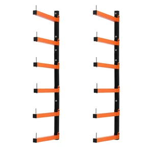 VEVOR Lumber Rack, 6-Tier 2-Pack 110 lbs per Tier, Foldable Wood Storage, Wall-mounted for Garages, Workshops, Warehouse, Basement, Heavy-Duty Cantilever Arms, Locking Pins, Steel, Orange & Black VEVOR Lumber Rack, 6-Tier 2-Pack 110 lbs per Tier, Foldable Wood Storage, Wall-mounted for Garages, Workshops, Warehouse, Basement, Heavy-Duty Cantilever Arms, Locking Pins, Steel, Orange & Black