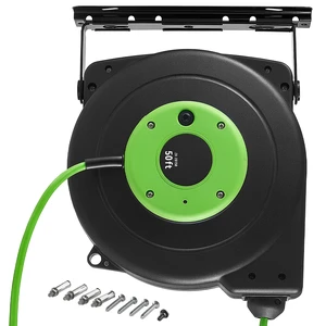 VEVOR Retractable Extension Cord Reel 50FT Heavy Duty 14AWG/3C SJTOW Green, for Ceiling/Wall Mount, 13A Circuit Breaker, Automatic Retractable Power Cord, Lighted Triple Tap, with 180° Swivel Bracket VEVOR Retractable Extension Cord Reel 50FT Heavy Duty 14AWG/3C SJTOW Green, for Ceiling/Wall Mount, 13A Circuit Breaker, Automatic Retractable Power Cord, Lighted Triple Tap, with 180° Swivel Bracket