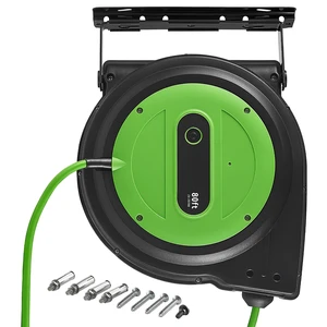 VEVOR Retractable Extension Cord Reel 80FT Heavy Duty 12AWG/3C SJTOW Green, for Ceiling/Wall Mount, 15A Circuit Breaker, Automatic Retractable Power Cord, Lighted Triple Tap, with 180° Swivel Bracket VEVOR Retractable Extension Cord Reel 80FT Heavy Duty 12AWG/3C SJTOW Green, for Ceiling/Wall Mount, 15A Circuit Breaker, Automatic Retractable Power Cord, Lighted Triple Tap, with 180° Swivel Bracket