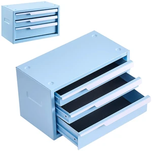 VEVOR Steel Tool Box with 3 Drawers Portable Metal Toolbox Heavy Duty Blue, for Garage Workshop Repair Shop Workbench, Magnetic Design, Tool Chest Cabinet Storage Organizer, with Protective Liners VEVOR Steel Tool Box with 3 Drawers Portable Metal Toolbox Heavy Duty Blue, for Garage Workshop Repair Shop Workbench, Magnetic Design, Tool Chest Cabinet Storage Organizer, with Protective Liners