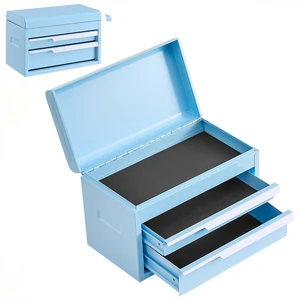 VEVOR Steel Tool Box with 2 Drawers and Top Storage Portable Metal Toolbox, for Garage Workshop Repair Shop Workbench, Magnetic Design, Heavy Duty Tool Storage Cabinet Organizer, with Liners, Blue VEVOR Steel Tool Box with 2 Drawers and Top Storage Portable Metal Toolbox, for Garage Workshop Repair Shop Workbench, Magnetic Design, Heavy Duty Tool Storage Cabinet Organizer, with Liners, Blue