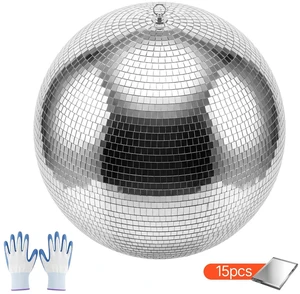 VEVOR Mirror Disco Ball 20 Inch Silver Reflective Ball with Hanging Ring, for Party Home Decoration Stage Props DJ Dance Club, 2 Mirror Tile Sizes, Reflects Light, Large Wedding Music Birthday Decor VEVOR Mirror Disco Ball 20 Inch Silver Reflective Ball with Hanging Ring, for Party Home Decoration Stage Props DJ Dance Club, 2 Mirror Tile Sizes, Reflects Light, Large Wedding Music Birthday Decor
