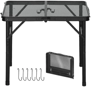 VEVOR Folding Grill Table 24x16 in Camping Tables 90 lbs Capacity Aluminum, Lightweight Compact for Picnic BBQ Tailgating, Adjustable Height, Outdoor Side Stand with Portable Handle, Black Metal Mesh VEVOR Folding Grill Table 24x16 in Camping Tables 90 lbs Capacity Aluminum, Lightweight Compact for Picnic BBQ Tailgating, Adjustable Height, Outdoor Side Stand with Portable Handle, Black Metal Mesh