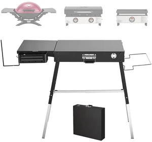 VEVOR Folding Grill Table 35x17 in Camping Griddle Stand Fit 17 & 22 in, for Picnic BBQ Tailgating, Carbon Steel, Adjustable Height, 350 lbs, Outdoor Cart with Magnetic Tool Rack and Tissue Holder VEVOR Folding Grill Table 35x17 in Camping Griddle Stand Fit 17 & 22 in, for Picnic BBQ Tailgating, Carbon Steel, Adjustable Height, 350 lbs, Outdoor Cart with Magnetic Tool Rack and Tissue Holder