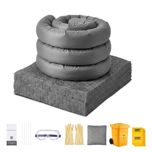 VEVOR Complete Spill Absorbent Kit for Oil & Water, 40PCS Heavy-Duty Oil Absorbent Pads, 3 Socks, 2 Pillows, 5 Hazardous Material Bags, 20-Gallon Wheeled Drum for Garage Workshop Spill Control VEVOR Complete Spill Absorbent Kit for Oil & Water, 40PCS Heavy-Duty Oil Absorbent Pads, 3 Socks, 2 Pillows, 5 Hazardous Material Bags, 20-Gallon Wheeled Drum for Garage Workshop Spill Control