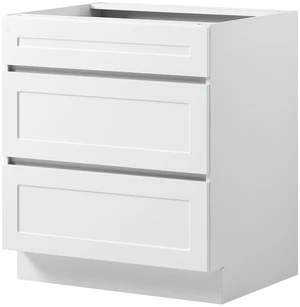 VEVOR White Shaker Base Cabinet Ready to Assemble, 30"W Unassembled Cabinet, 30" W x 24" D x 34.5" H, with 3 Drawers, Soft-Close Hardware, Fine Edge Banding, for Home, Office, and Laundry Room VEVOR White Shaker Base Cabinet Ready to Assemble, 30"W Unassembled Cabinet, 30" W x 24" D x 34.5" H, with 3 Drawers, Soft-Close Hardware, Fine Edge Banding, for Home, Office, and Laundry Room