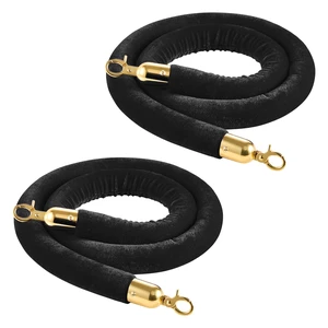 VEVOR 2 Pcs Black Velvet Stanchion Ropes, 5 ft Crowd Control Stanchion Black Velvet Ropes with Gold Hooks, Post Queue Barrier Carpet Rope for Carpet Events Movie Theaters Grand Openings Hotels Party VEVOR 2 Pcs Black Velvet Stanchion Ropes, 5 ft Crowd Control Stanchion Black Velvet Ropes with Gold Hooks, Post Queue Barrier Carpet Rope for Carpet Events Movie Theaters Grand Openings Hotels Party