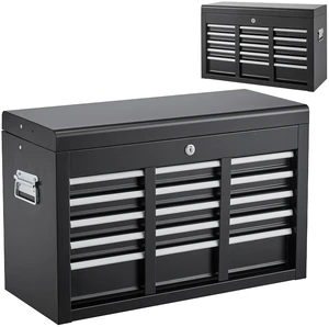 VEVOR Steel Tool Box 24" with 5 Drawers Portable Lockable Metal Toolbox, for Garage Workshop Repair Shop, Ball Bearing Drawer Slides, Auto-Locking Tool Storage Cabinet Organizer, with Handle, Black VEVOR Steel Tool Box 24" with 5 Drawers Portable Lockable Metal Toolbox, for Garage Workshop Repair Shop, Ball Bearing Drawer Slides, Auto-Locking Tool Storage Cabinet Organizer, with Handle, Black