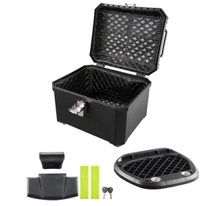 VEVOR Motorcycle Top Case 45L Universal Waterproof ABS Motorcycle Tail Case, Detachable Motorbike Top Box with Security Lock & Leather Liner for Luggage Storage VEVOR Motorcycle Top Case 45L Universal Waterproof ABS Motorcycle Tail Case, Detachable Motorbike Top Box with Security Lock & Leather Liner for Luggage Storage