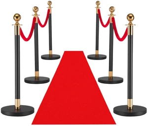 VEVOR Stanchion Post, 6 Pcs Crowd Control Barrier Set with Red Carpet, 4 Red Velvet Ropes, Stainless Steel Gold Stanchion Post Queue with Hollow Base for Theater, Party, Wedding, Exhibition (Black) VEVOR Stanchion Post, 6 Pcs Crowd Control Barrier Set with Red Carpet, 4 Red Velvet Ropes, Stainless Steel Gold Stanchion Post Queue with Hollow Base for Theater, Party, Wedding, Exhibition (Black)