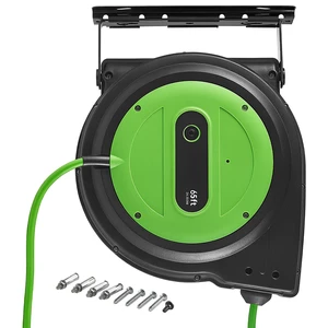 VEVOR Retractable Extension Cord Reel 65FT Heavy Duty 12AWG/3C SJTOW Green, for Ceiling/Wall Mount, 15A Circuit Breaker, Automatic Retractable Power Cord, Lighted Triple Tap, with 180° Swivel Bracket VEVOR Retractable Extension Cord Reel 65FT Heavy Duty 12AWG/3C SJTOW Green, for Ceiling/Wall Mount, 15A Circuit Breaker, Automatic Retractable Power Cord, Lighted Triple Tap, with 180° Swivel Bracket