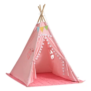 VEVOR Kids Play Tent Pine Wood Teepee Tent for Kids Cotton Canvas Pink, for Toddlers Girls Boys Play, Indoor & Outdoor, with Padded Mat, Stars Lights, Carry Bag, Flag, Breathable Window, Pompom VEVOR Kids Play Tent Pine Wood Teepee Tent for Kids Cotton Canvas Pink, for Toddlers Girls Boys Play, Indoor & Outdoor, with Padded Mat, Stars Lights, Carry Bag, Flag, Breathable Window, Pompom