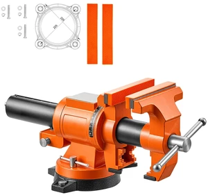 VEVOR Heavy Duty Bench Vise, 6" Jaw Width, Double Swivel Rotating Multi-Purpose Bench Vise, with 360° Locking Swivel Base and Head, 2.8" Throat Depth, 6" Max Jaw Opening, for Drilling, Pipe Cutting VEVOR Heavy Duty Bench Vise, 6" Jaw Width, Double Swivel Rotating Multi-Purpose Bench Vise, with 360° Locking Swivel Base and Head, 2.8" Throat Depth, 6" Max Jaw Opening, for Drilling, Pipe Cutting