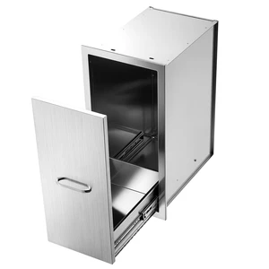 VEVOR Outdoor Kitchen Trash Drawer, 27"W x 19"H x 14"D, Bin Not Included, for BBQ Island Storage, Patio Bars and Grill Station, with Handle, Built-In BBQ Island Drawers Organize Cookware Accessories VEVOR Outdoor Kitchen Trash Drawer, 27"W x 19"H x 14"D, Bin Not Included, for BBQ Island Storage, Patio Bars and Grill Station, with Handle, Built-In BBQ Island Drawers Organize Cookware Accessories